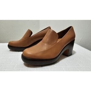 Women’s Vince. 70s Inspired Tan Leather Narissa Platform Loafers Size 6 Academia